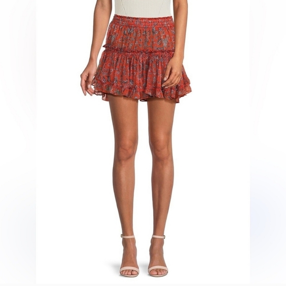 New MISA LOS ANGELES Marion Paisley Ruffle Miniskirt - Picture 2 of 9